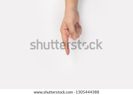 male hand on white isolated background