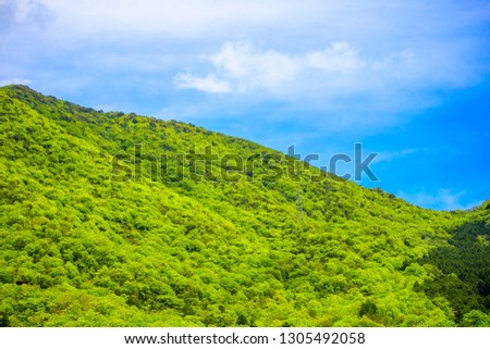 Japanese mountains and blue sky