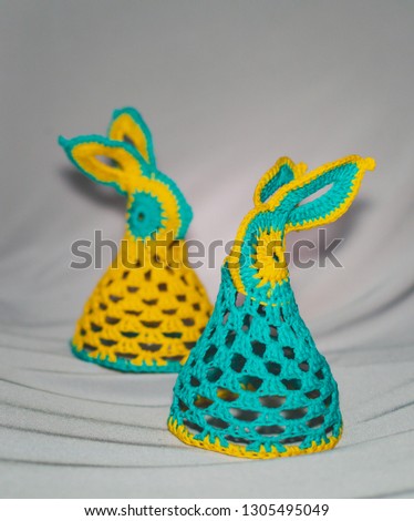Crochet bunny on dark background