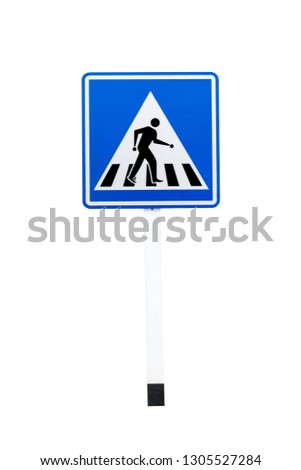 Traffic signs are blue. Isolated on white background, path, clip object