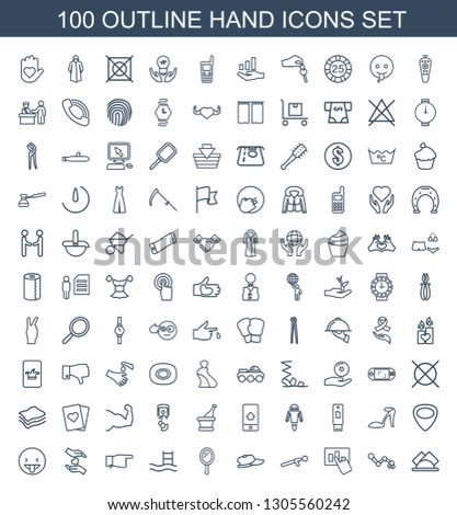 hand icons. Trendy 100 hand icons. Contain icons such as napkin, robot arm, hand on graph, push up, baseball cap, mirror, pool ladder, pointing. icon for web and mobile.