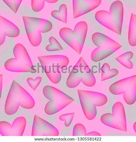 Seamless pattern with color transparent hearts. Vector  background romantic design. For Valentine s day, greeting cards and invitations of the wedding, birthday, mother s day, 