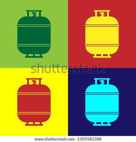 Color Propane gas tank icon isolated on color backgrounds. Flammable gas tank icon. Flat design. Vector Illustration