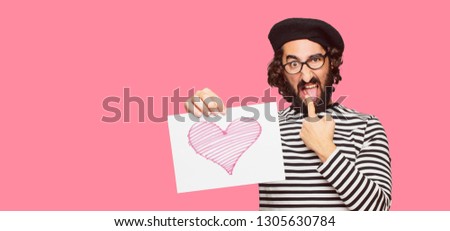young crazy man Valentine´s day concept
