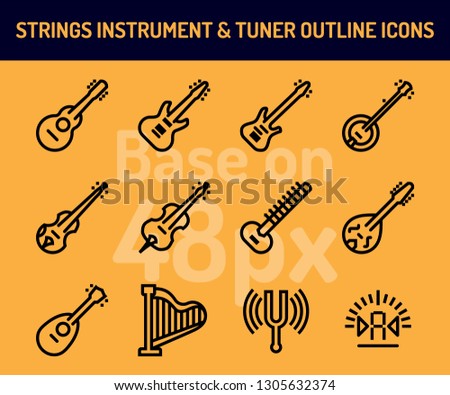 String instrument icon set. Outline icons