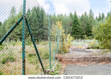 abandoned tennis courts in the forest