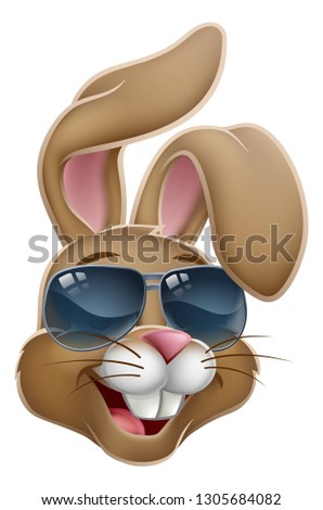 Easter bunny rabbit cartoon character in cool sunglasses or shades 