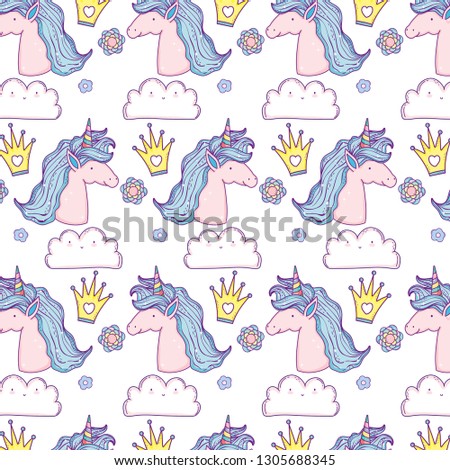 beautiful little unicorn in the clouds