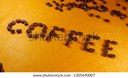 Coffee Bean Lettering on Orange Background