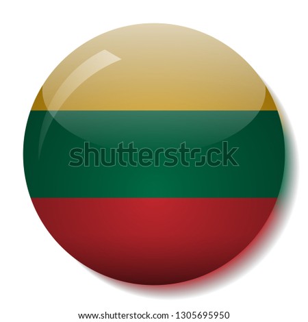 Lithuanian flag glass button vector illustration