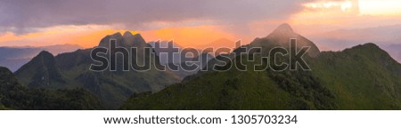 beautiful panorama picture 3rd highest mountain in thailand, Beautiful landscape in the mountains with colourful sky at twilight time