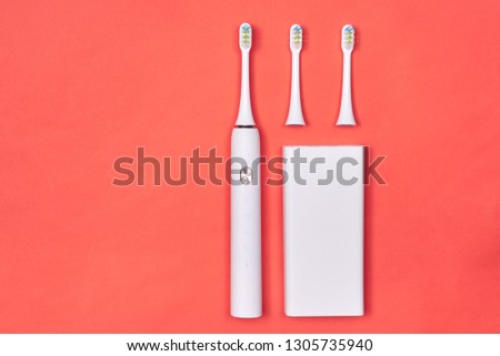 Smart electric toothbrush. Controlled by the application on the smartphone. Modern technology for health. Healthy teeth. Dentistry.