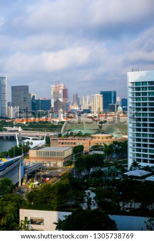 Cityscape of Symbolic and Iconic Buildings in Singapore.