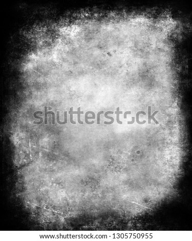 Grunge scratched background with black frame and faded central area for your text or picture, scary horror texture