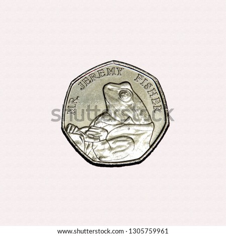 Limited edition British 50p piece coin commemorating Beatrix Potter character Mr Jeremy Fisher