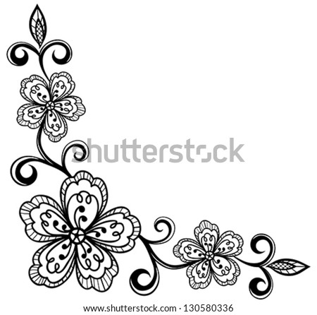 corner ornamental lace flowers are decorated in black and white. Many similarities to the author's profile.