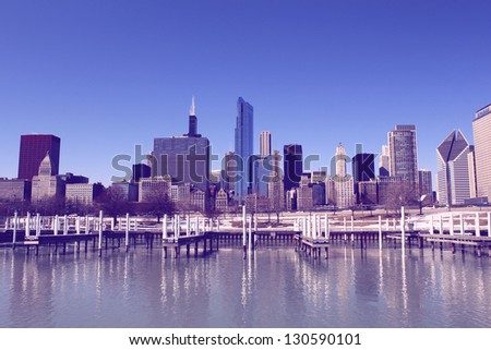 Chicago skyline. View from Michigan Lake.