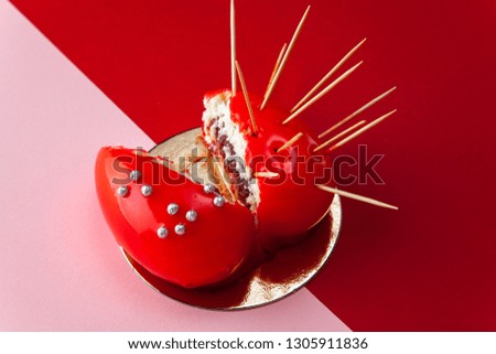 sliced cake on a colored background