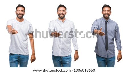 Collage of handsome young indian man over isolated background showing and pointing up with fingers number two while smiling confident and happy.