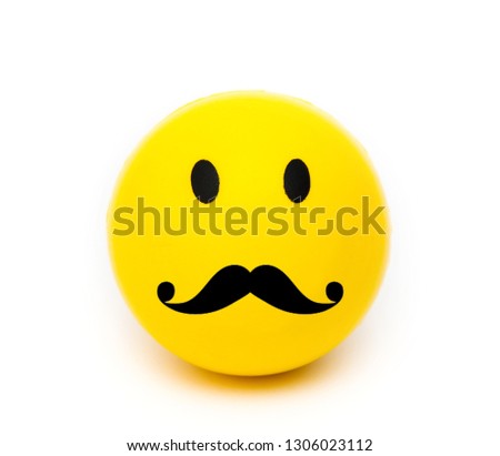 Emoji mustache face isolated on white background. Emoji mustache face icon for web site, app. 
