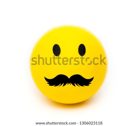 Emoji mustache face isolated on white background. Emoji mustache face icon for web site, app. 