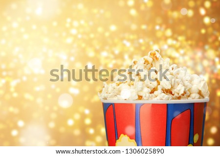 Popcorn food in box  on background