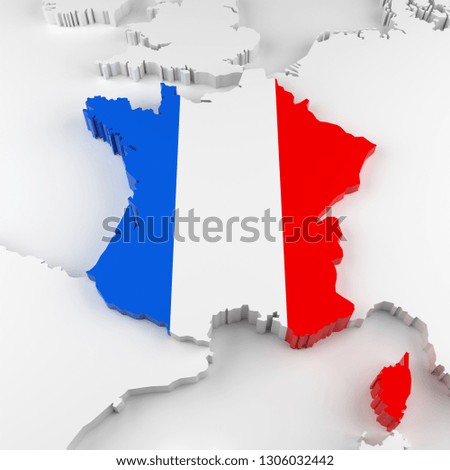 France Map with Flag. 3D Rendering