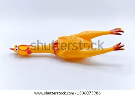 Chicken toys isolated on white background