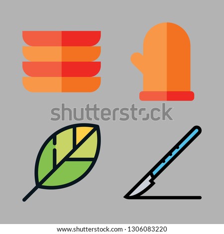 gloves icon set. vector set about scalpel, dishes, gardening and mitten icons set.