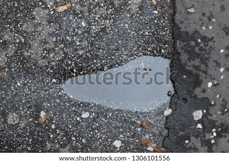 Wet asphalt puddle water pavement sidewalk surface texture