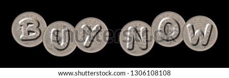 BUY NOW – Coins on black background