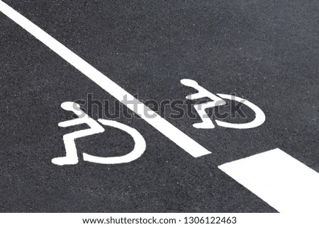 Disabled sign painted on grey asphalt. 
