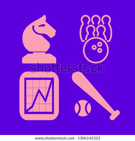 team icon set with bowling, baseball and chess horse vector illustration