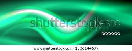 Fluid color neon wave lines background, neon liquid color futuristic paint template, vector illustration