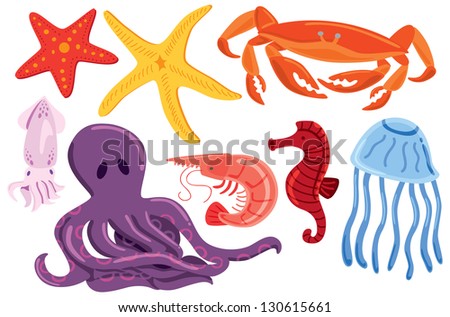set of sea animal