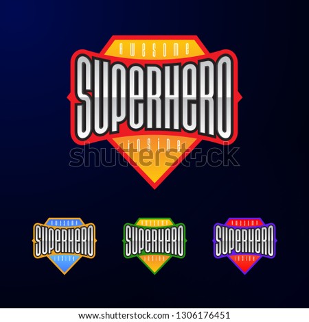 Sport emblem typography. Super hero superman logotype sticker for your t-shirt, print, apparel. vector illustration