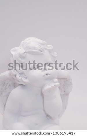 Angel cherub figure with kissing hand white