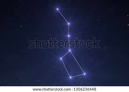 Big Dipper (Ursa Major) with stars highlighted Royalty-Free Stock Photo #1306236448