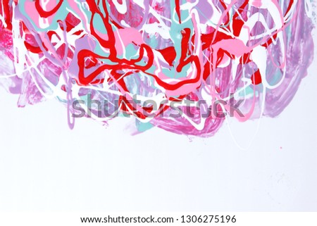Abstract colorful background. Pattern of dyes of different colors. Fluid art with red, green and white. Color texture
