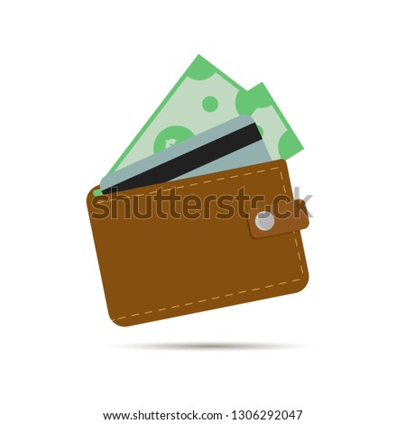Wallet with gold monets. Cash or payment illustration. Internet payment. Internet transaction. Internet paid. Internet wallet. Dollar wallet.