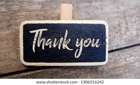 Selective focus on chalk board written with Thank You text