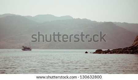 silhouette of the islands in the ocean