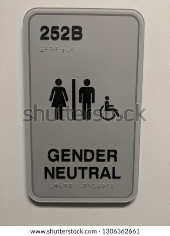 Gender Neutral Restroom Bathroom WC Toilet Sign