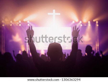 Religious concept: worship and praise Royalty-Free Stock Photo #1306363294