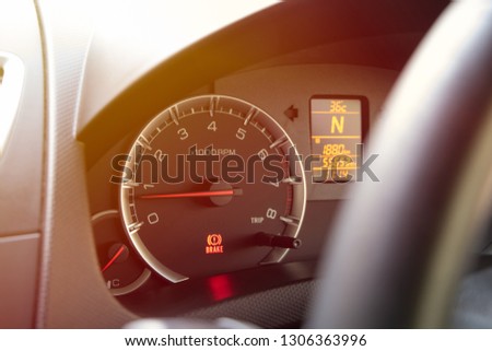 warning light handbrake in car dashboard
