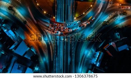 Expressway top view, Road traffic an important infrastructure in Thailand