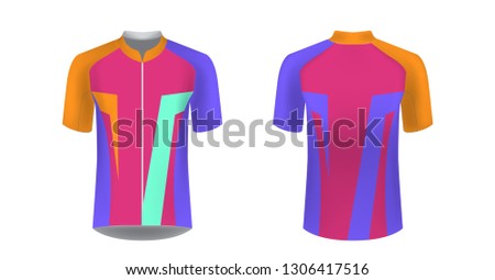 Cycling uniform templates. Gaming casual clothing concept. Uniform for racing, cycling, running, triathlon competitions, marathon. Cycling tour team uniform. Soccer sportswear.