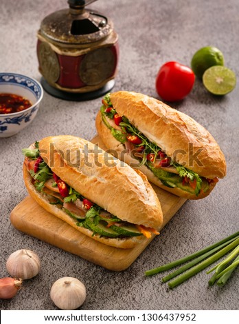Banh Mi - Vietnamese sandwich Royalty-Free Stock Photo #1306437952