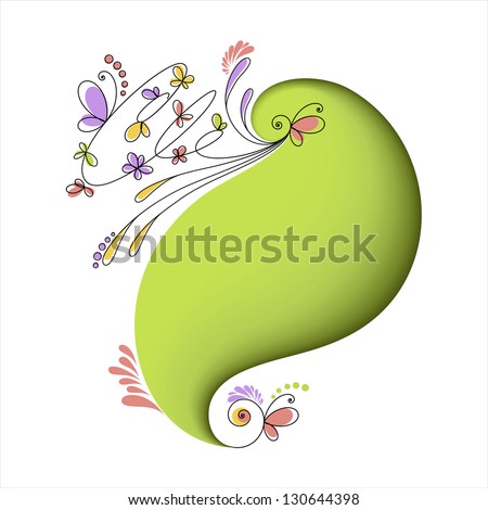Abstract green background with floral elements. Card