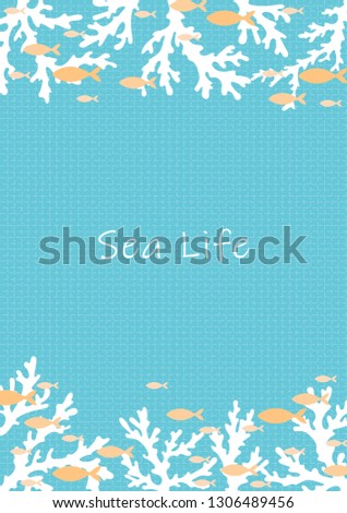 White coral and school of ocean fish are swimming on blue ocean background vector for decoration on summer season events.